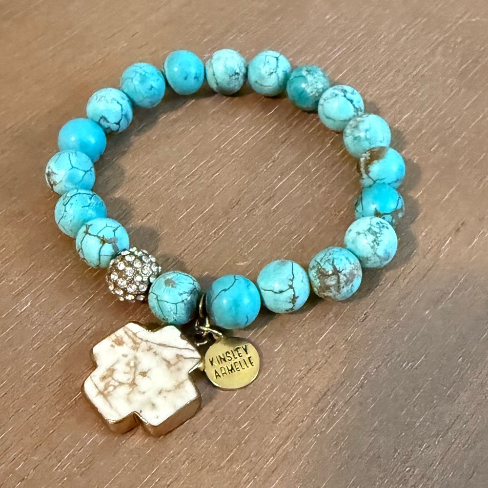 Kinsley Armelle Blue Bracelet‎ with Marble Cross